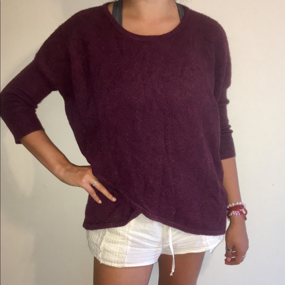 even maroon acrylic and wool sweater w/ sheer back
